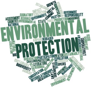 A word cloud of environmental protection related items.